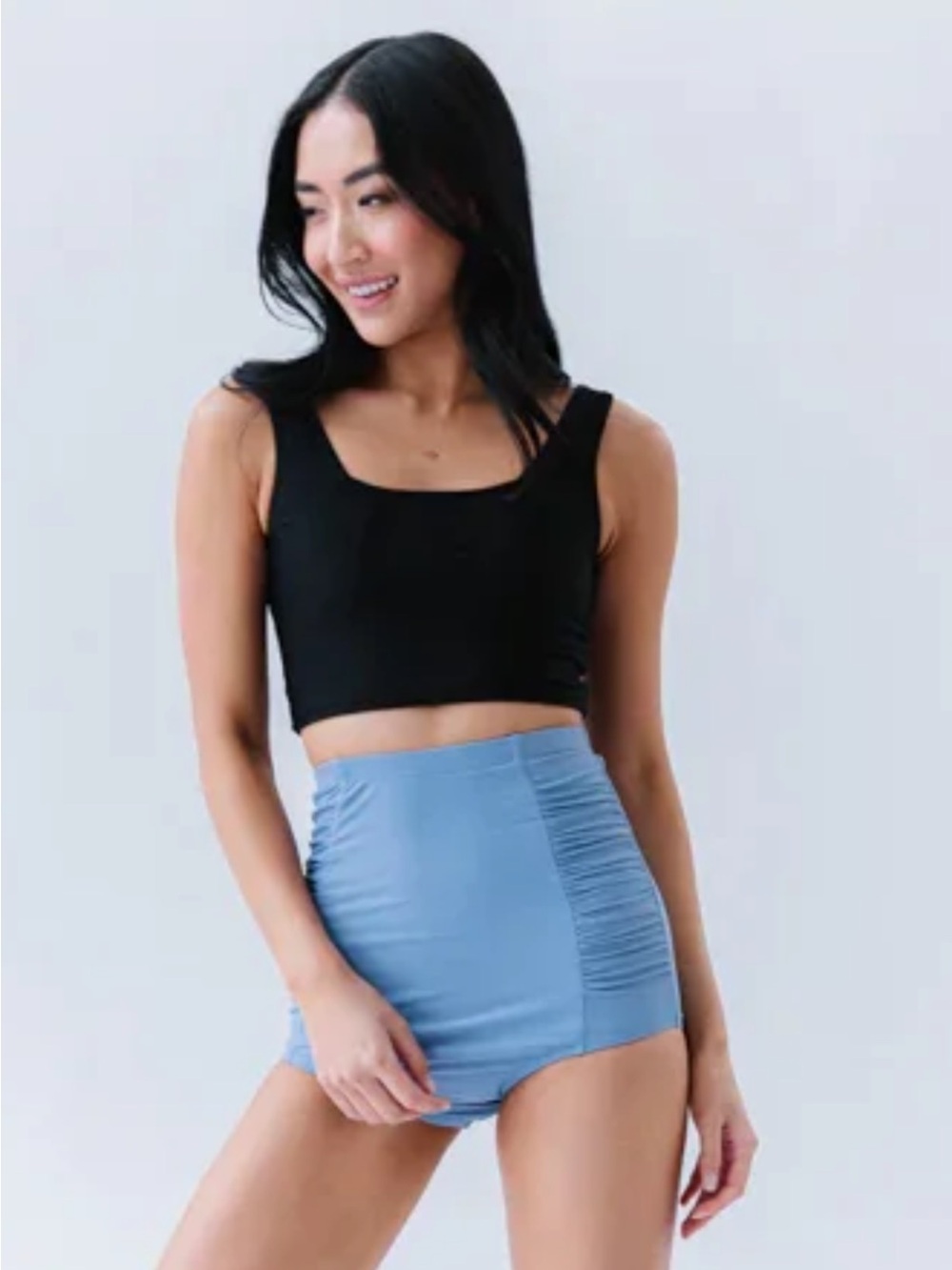 Manava/coral reef swim Black Coast Crop Tank Top